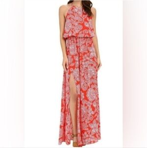Show Me Your Mumu Heather Halter Red Aquarius Vacation Maxi Dress XS